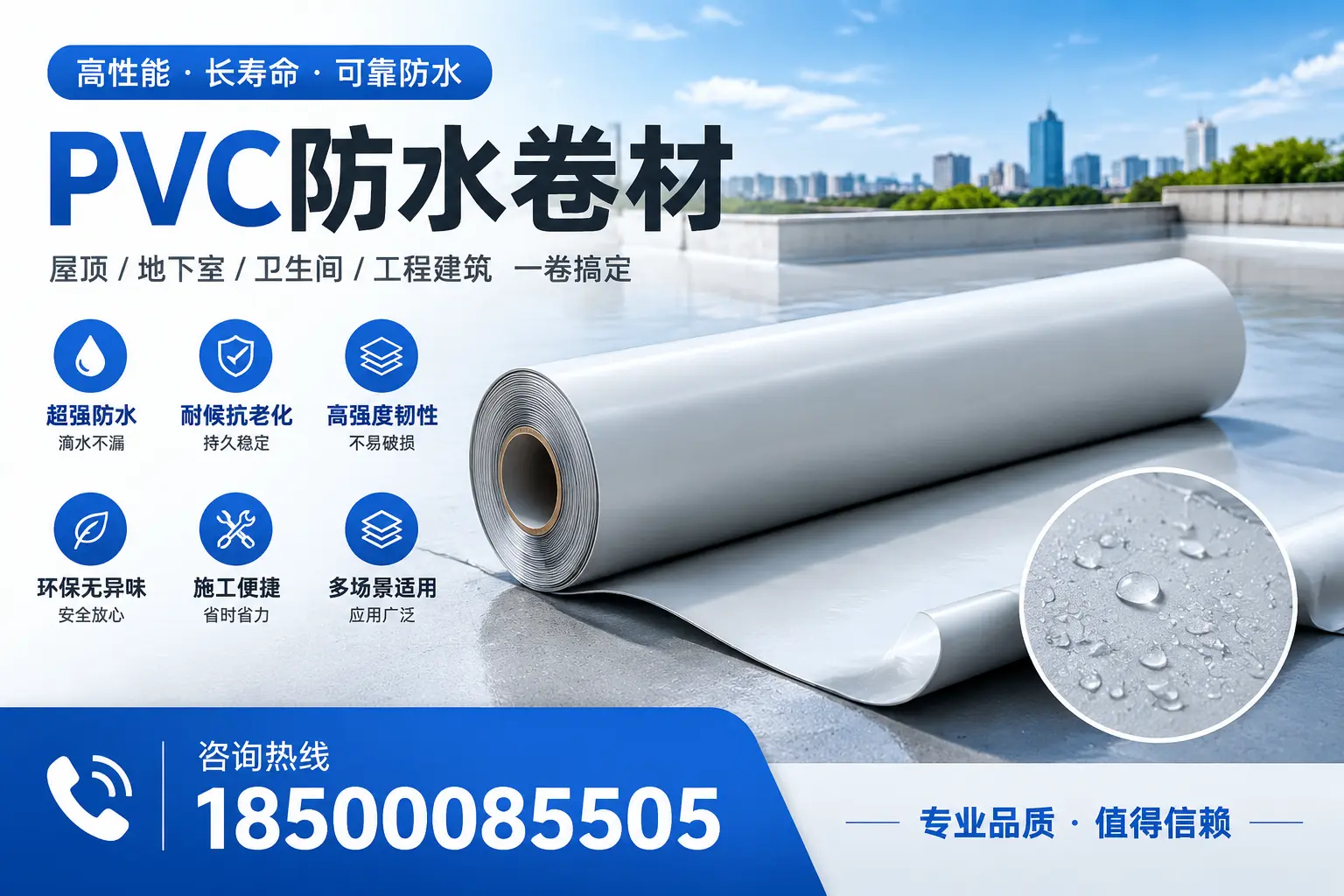 PVC防水卷材的防水效果评测,适合广元的科学依据